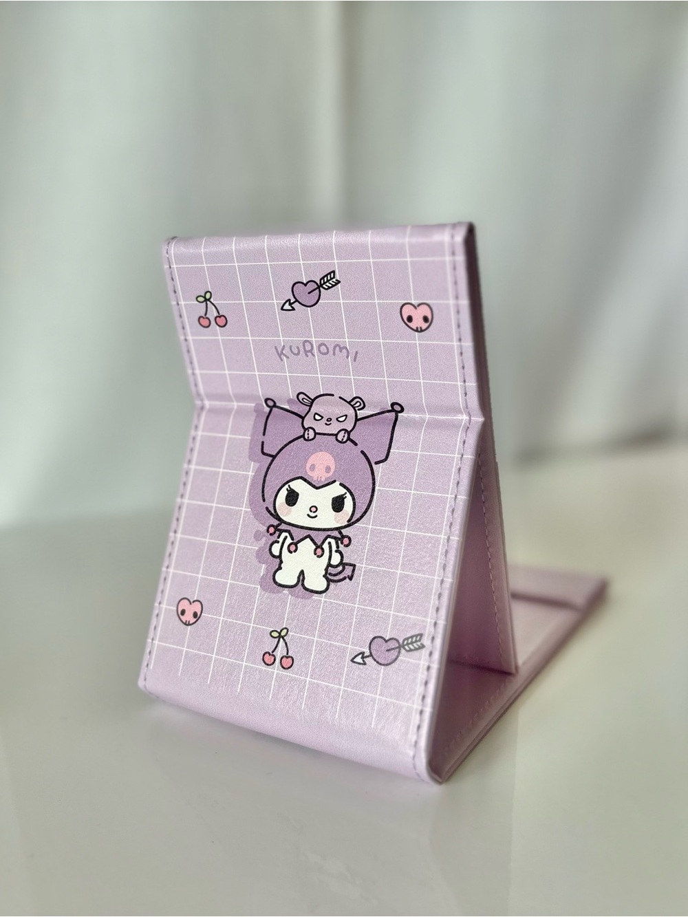 Kuromi Compact Foldable Travel Mirror w Stand NWT Sanrio Japan Exclusive